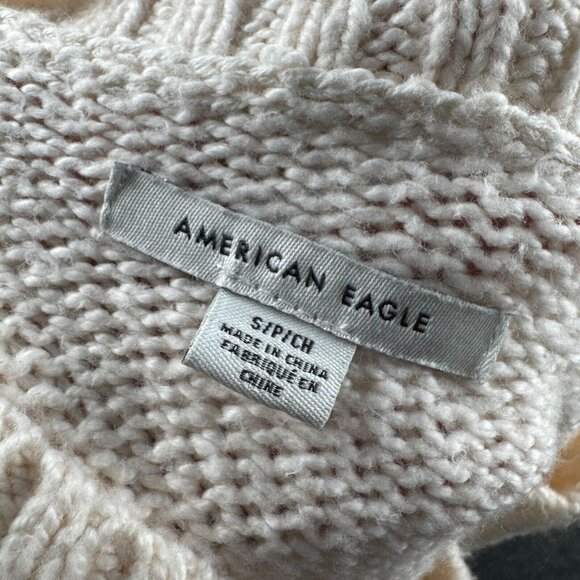 American Eagle Sweater Womens S Green Blue Colorblock Pullover Crew Knit - Picture 4 of 8